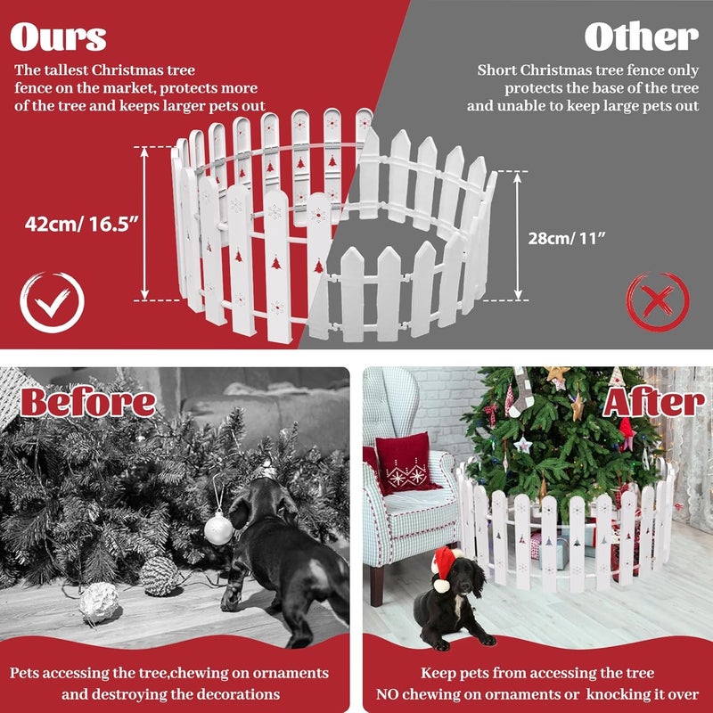 DEROFIT Christmas Tree Fences: 35 Pieces 16.5" Tall White DIY Christmas Tree Gate Picket Fence Border for Xmas Holiday Party Decoration - 4.6 x 16.5 Inches Decorative Plastic Tree Barrier - Image 5